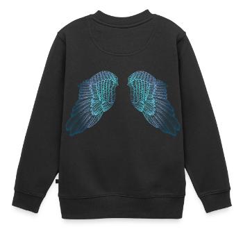 Ailes d'ange aux tons bleus - Sweat Premium enfant bio - noir - Dos - AI Model Kid Female (0cm)