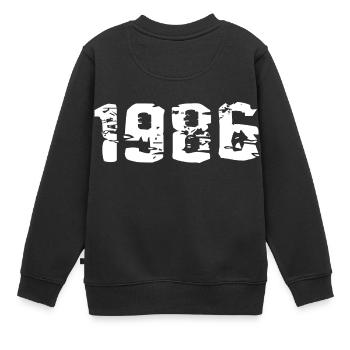 Geburtsjahr 1986 - Kinder Premium Organic Sweatshirt - Schwarz - Hinten - AI Model Kid Female (0cm)