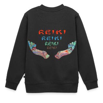reiki reiki reiki e 72 - Kinder Premium Organic Sweatshirt - Schwarz - Hinten - AI Model Kid Female (0cm)