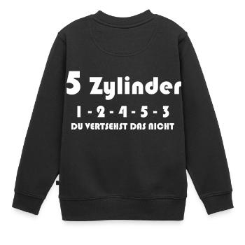 5 Zylinder - Kinder Premium Organic Sweatshirt - Schwarz - Hinten - AI Model Kid Female (0cm)
