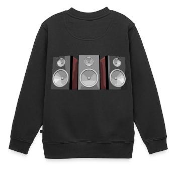 Enceintes, boîtes, musique, volume - Sweat Premium enfant bio - noir - Dos - AI Model Kid Female (0cm)
