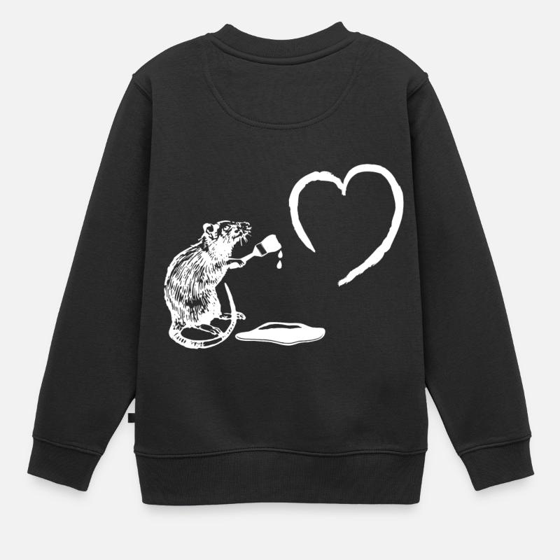 Pinsel Künstler Ratte - Kinder Premium Organic Sweatshirt - Schwarz