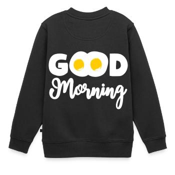 Bonjour Oeufs au plat Petit déjeuner - Sweat Premium enfant bio - noir - Dos - AI Model Kid Female (0cm)