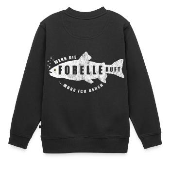 Forelle Forellen Angeln Angler Angelrute Fischen - Kinder Premium Organic Sweatshirt - Schwarz - Hinten - AI Model Kid Female (0cm)