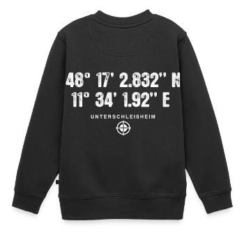 Unterschleißheim Geocacher Standort GPS Stadt - Kinder Premium Organic Sweatshirt - Schwarz - Hinten - AI Model Kid Female (0cm)