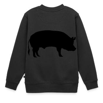 Schwein / Sau - Kinder Premium Organic Sweatshirt - Schwarz - Hinten - AI Model Kid Female (0cm)
