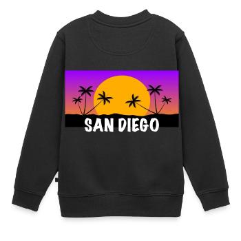 San Diego Shirt ! - Sweat Premium enfant bio - noir - Dos - AI Model Kid Female (0cm)