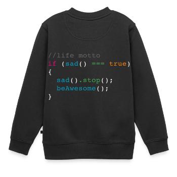 devise de la vie - Sweat Premium enfant bio - noir - Dos - AI Model Kid Female (0cm)