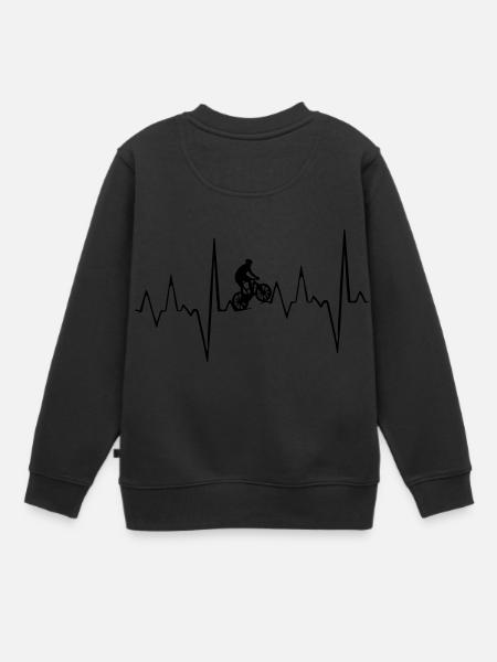 Mountainbike Herzschlag - Kinder Premium Organic Sweatshirt - Schwarz