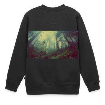 Forêt-Nature-Arbres-Brouillard/Cadeau/Idée cadeau - Sweat Premium enfant bio - noir - Dos - AI Model Kid Female (0cm)