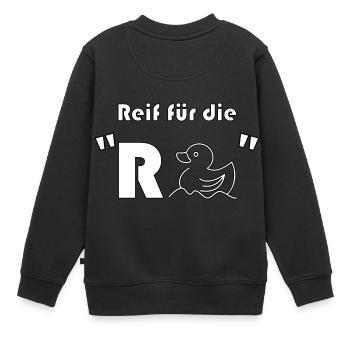 Reif fuer die Rente Ente Pension - Kinder Premium Organic Sweatshirt - Schwarz - Hinten - AI Model Kid Female (0cm)