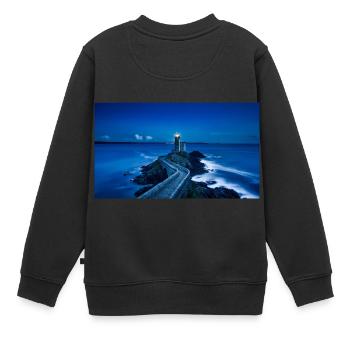 Côte avec phare - Sweat Premium enfant bio - noir - Dos - AI Model Kid Female (0cm)
