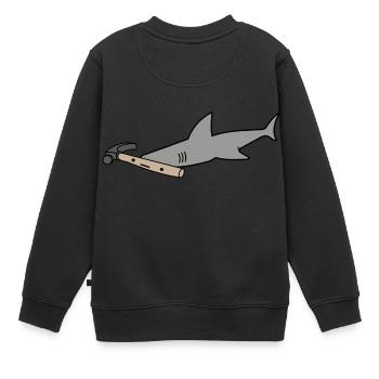 HammerHai - Kinder Premium Organic Sweatshirt - Schwarz - Hinten - AI Model Kid Female (0cm)