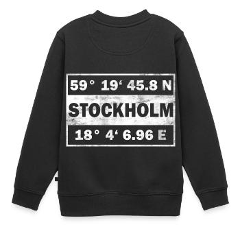 Stockholm coordonne la ville de Stockholm - Sweat Premium enfant bio - noir - Dos - AI Model Kid Female (0cm)