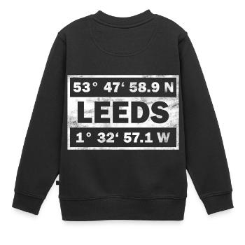 Leeds Koordinaten Stadt England Leeds - Kinder Premium Organic Sweatshirt - Schwarz - Hinten - AI Model Kid Female (0cm)