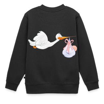Cigogne avec bébé - Sweat Premium enfant bio - noir - Dos - AI Model Kid Female (0cm)