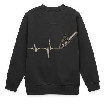 Shirt cadeau Heartbeat Holzwirt - Sweat Premium enfant bio - noir - Dos - AI Model Kid Female (0cm)