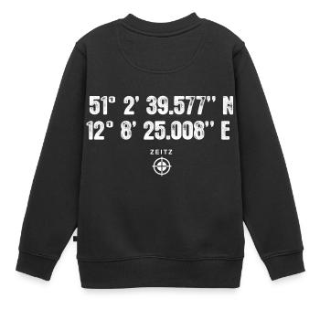 Zeitz Geocacher Geschenk Standort GPS Stadt - Kinder Premium Organic Sweatshirt - Schwarz - Hinten - AI Model Kid Female (0cm)