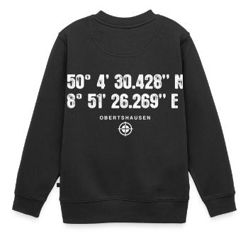 Obertshausen Geocacher Geschenk Standort GPS Stadt - Kinder Premium Organic Sweatshirt - Schwarz - Hinten - AI Model Kid Female (0cm)