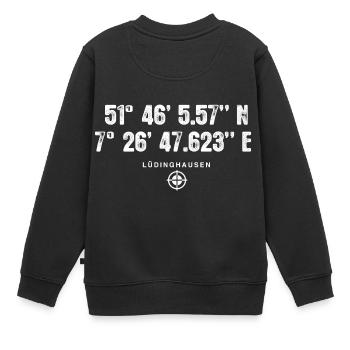 Lüdinghausen Geocacher Geschenk Standort GPS Stadt - Kinder Premium Organic Sweatshirt - Schwarz - Hinten - AI Model Kid Female (0cm)