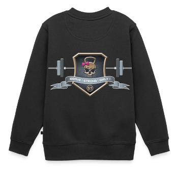 Logo Braves Strong Girly - Kinder Premium Organic Sweatshirt - Schwarz - Hinten - AI Model Kid Female (0cm)
