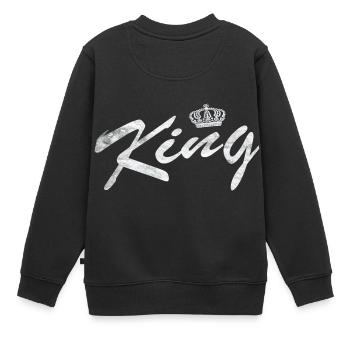 King Partnerlook King & Queen Geschenk - Kinder Premium Organic Sweatshirt - Schwarz - Hinten - AI Model Kid Female (0cm)