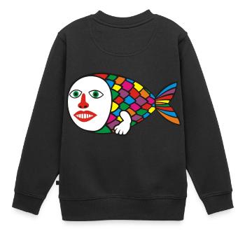 Menschliche Fische - Kinder Premium Organic Sweatshirt - Schwarz - Hinten - AI Model Kid Female (0cm)