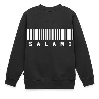 Salami code à barres pour la numérisation - Sweat Premium enfant bio - noir - Dos - AI Model Kid Female (0cm)