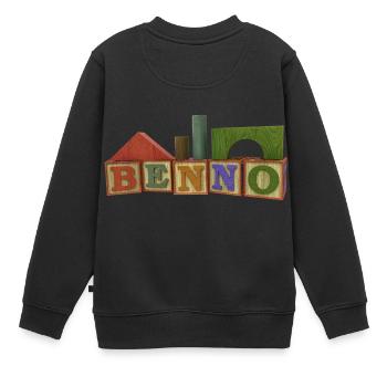 Benno - Kinder Premium Organic Sweatshirt - Schwarz - Hinten - AI Model Kid Female (0cm)