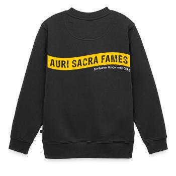 Auri sacra fames (lateinisch) >Vectorgraphic - Kinder Premium Organic Sweatshirt - Schwarz - Hinten - AI Model Kid Female (0cm)