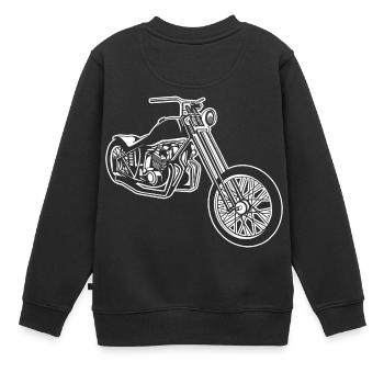Chopper / Bobber Motorrad 01_weiß - Kinder Premium Organic Sweatshirt - Schwarz - Hinten - AI Model Kid Female (0cm)