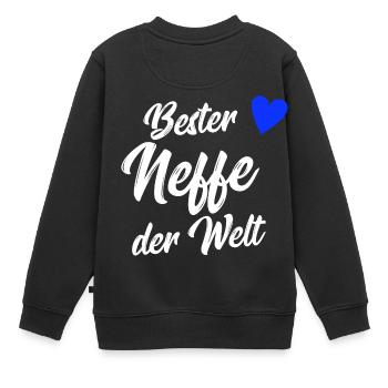 Neffe Geschenk | Bester Neffe der Welt - Kinder Premium Organic Sweatshirt - Schwarz - Hinten - AI Model Kid Female (0cm)