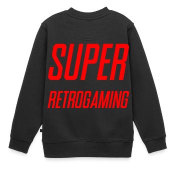 SUPER RETROGAMING - Sweat Premium enfant bio - noir - Dos - AI Model Kid Female (0cm)