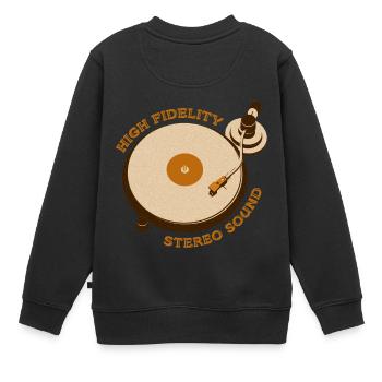 disque vinyle DJ Turntable Vintage Retro - Sweat Premium enfant bio - noir - Dos - AI Model Kid Female (0cm)