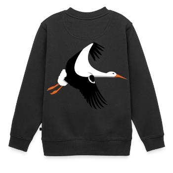 Cigogne en vol - Sweat Premium enfant bio - noir - Dos - AI Model Kid Female (0cm)