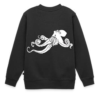 poulpe géant calmar, poulpe, calmar, poissons seiche - Sweat Premium enfant bio - noir - Dos - AI Model Kid Female (0cm)