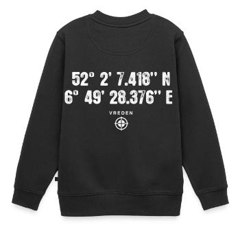 Vreden Geocacher Geschenk Standort GPS Stadt - Kinder Premium Organic Sweatshirt - Schwarz - Hinten - AI Model Kid Female (0cm)