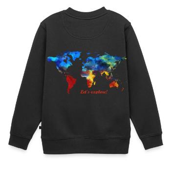 Lets explore! Weltkarte - Kinder Premium Organic Sweatshirt - Schwarz - Hinten - AI Model Kid Female (0cm)
