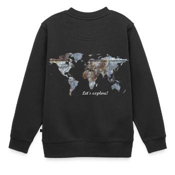 Weltkarte - Let's explore! - Kinder Premium Organic Sweatshirt - Schwarz - Hinten - AI Model Kid Female (0cm)
