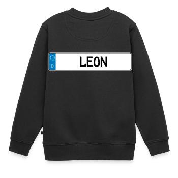 Leon name tag gift - Kids Premium Organic Sweatshirt - black - Back - AI Model Kid Female (0cm)