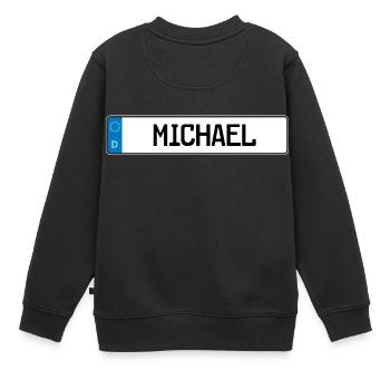 moi Adel cadeau plaque - Sweat Premium enfant bio - noir - Dos - AI Model Kid Female (0cm)