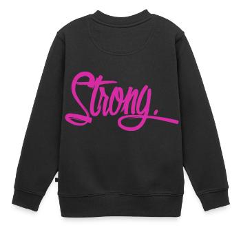 strong violett - Kinder Premium Organic Sweatshirt - Schwarz - Hinten - AI Model Kid Female (0cm)