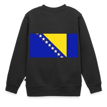 Bosnien und Herzegowina Flagge - Kinder Premium Organic Sweatshirt - Schwarz - Hinten - AI Model Kid Female (0cm)