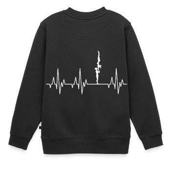 Herzschlag EKG Gymnastik Turnen Akrobatik Sport - Kinder Premium Organic Sweatshirt - Schwarz - Hinten - AI Model Kid Female (0cm)