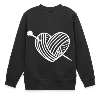 Tricoter Coeur de laine - Sweat Premium enfant bio - noir - Dos - AI Model Kid Female (0cm)