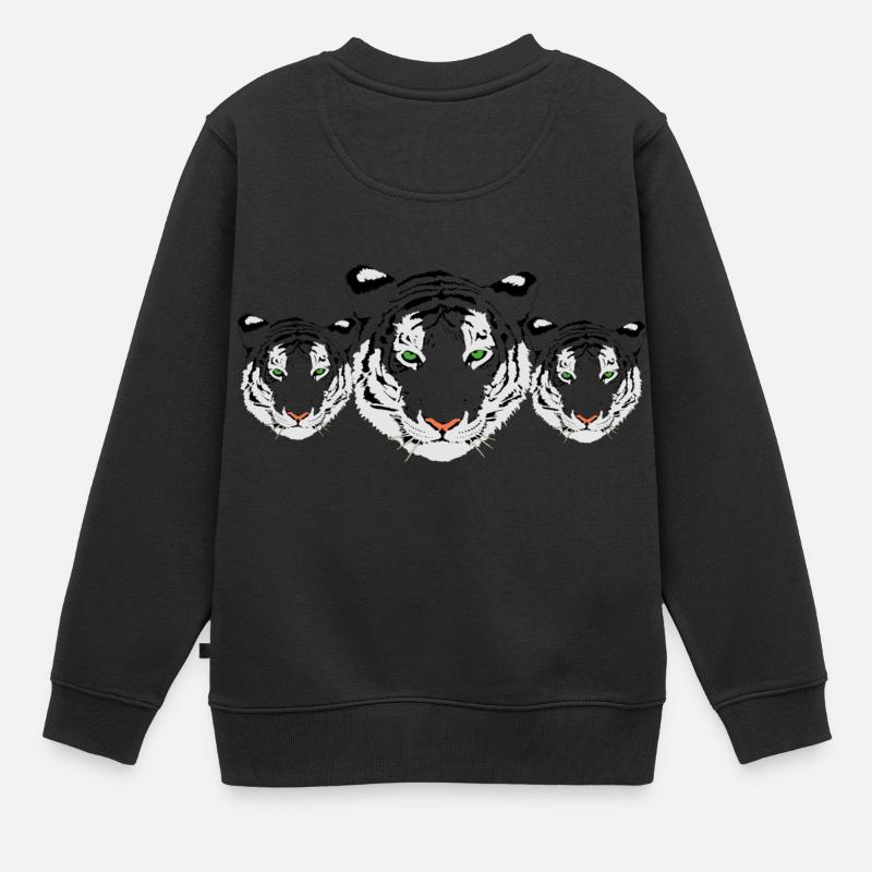 tigre blanc - Sweat Premium enfant bio - noir
