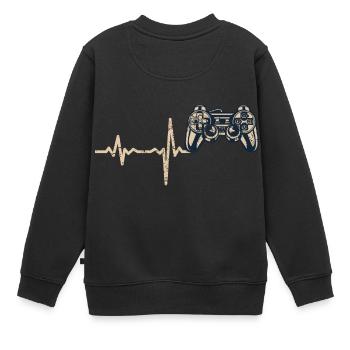 Shirt cadeau console de jeu Heartbeat - Sweat Premium enfant bio - noir - Dos - AI Model Kid Female (0cm)