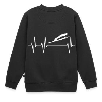 Skispringen Skispringer Herzschlag Herz Puls Skier - Kinder Premium Organic Sweatshirt - Schwarz - Hinten - AI Model Kid Female (0cm)