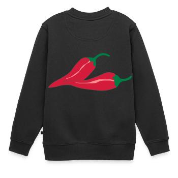 Chilli Chilischote scharf - Kinder Premium Organic Sweatshirt - Schwarz - Hinten - AI Model Kid Female (0cm)