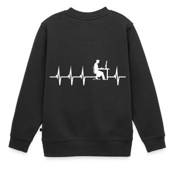 Programmer la fréquence cardiaque en ligne rythme cardiaque - Sweat Premium enfant bio - noir - Dos - AI Model Kid Female (0cm)